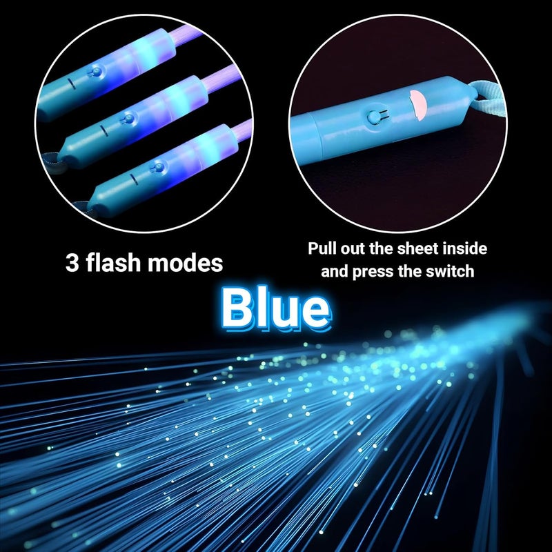 U-MOJOK 18 قطعة عصي ضوئية LED زرقاء، عصي مضيئة، قضبان ألياف ضوئية، عصي وامضة مع 3 أوضاع إضاءة لحفلات الزفاف، الهالوين، عيد الميلاد، مستلزمات حفلات النيون - Image 4